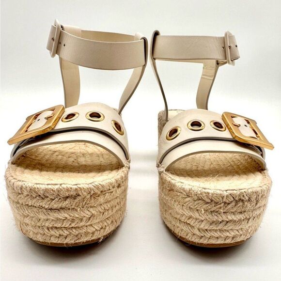 CHRISTIAN DIOR D-Dior Espadrille Platform Sandals White Leather EU 38 US 8 - Picture 3 of 12